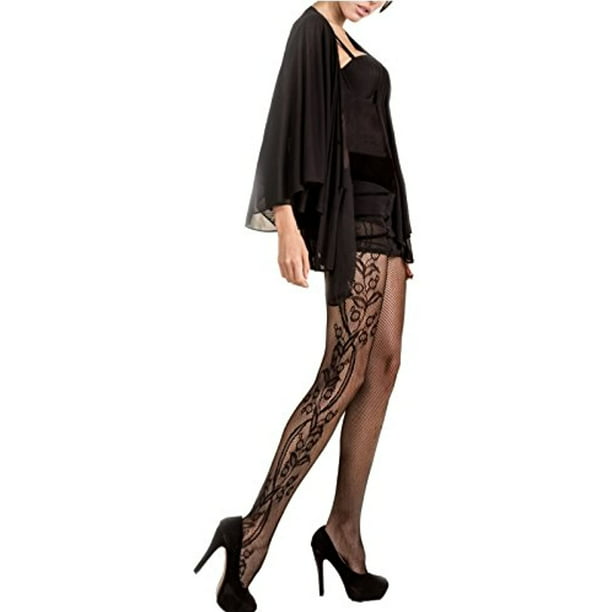 Yelete Killer Legs Womens Queen Plus Size Fishnet Pantyhose 168YD040Q Intarsia Lace Black